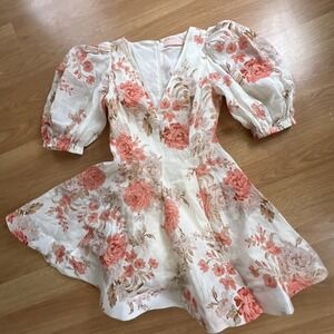 NWT Sofia Olivia Flounce Dress US Sz XS/S Floral Balloon Sleeve Summer Designer